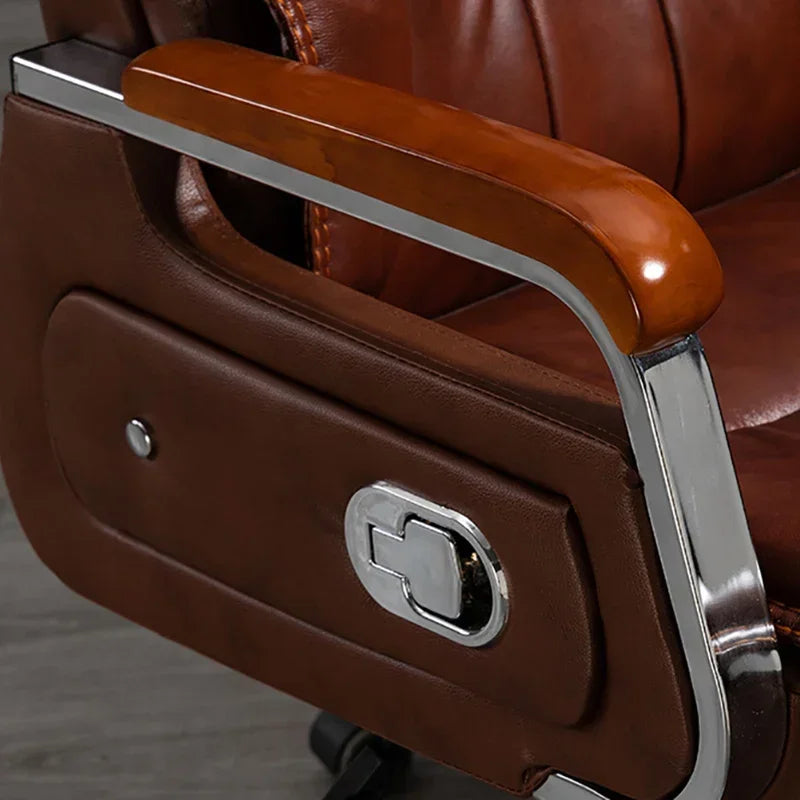 Headrest Leather Office Chair – Extendable, Reclining, with Wheels