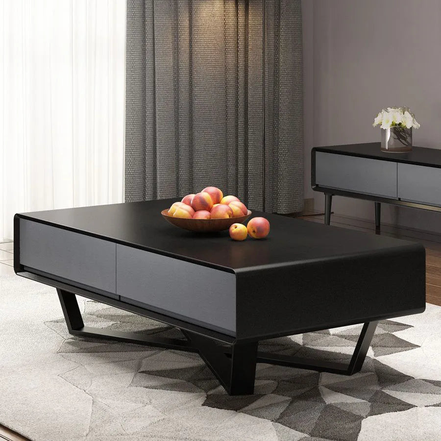 Modern Rectangular Coffee Table—Korean Nordic Design with Wood Top