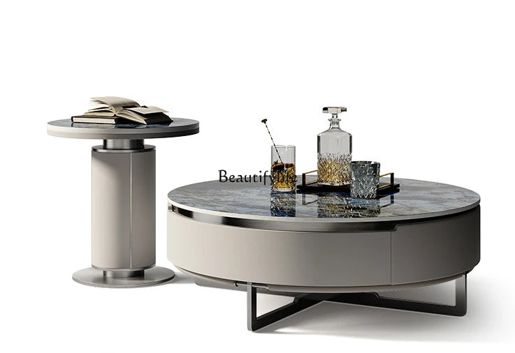 Light Luxury Round Stone Plate Coffee Table