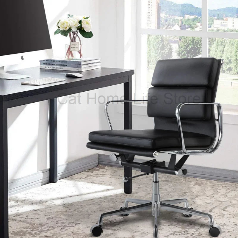 Leather office chair with high/low back