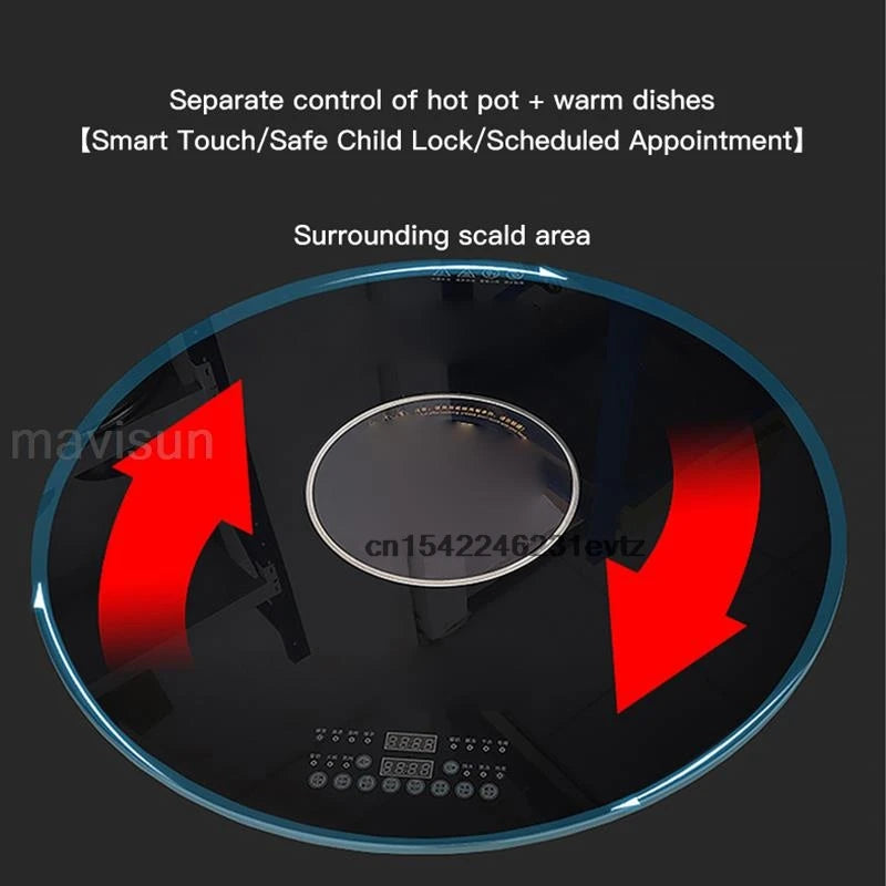 Indoor Modern Folding With Induction Cooker Dinner Round Table Chairs For Dining Room With Turntable Restaurant Apartment