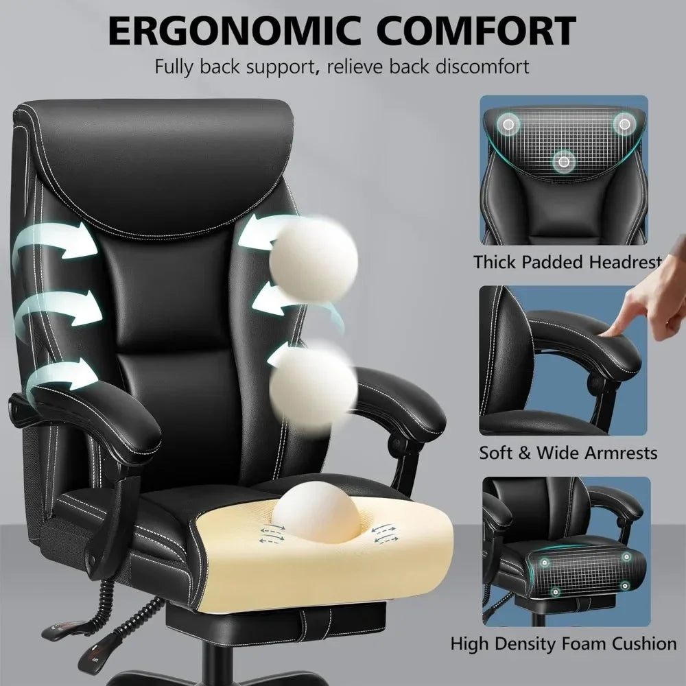 Ergonomic High Back Executive Office Chair with Footstool