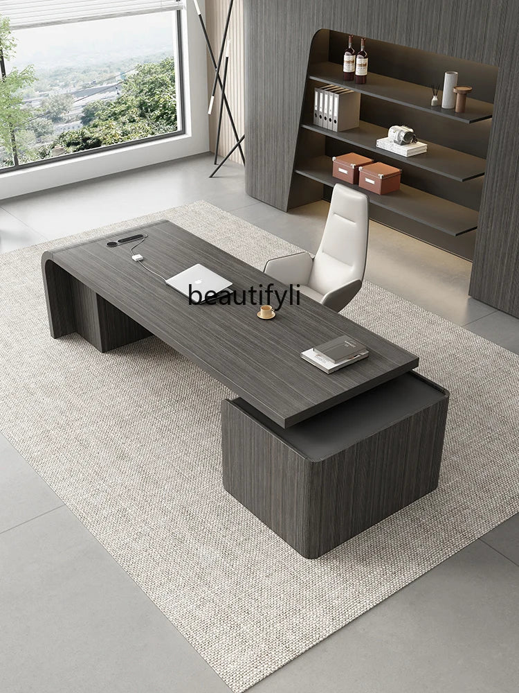 Boss Desk – Simple Modern High-End Single Manager Desk, Light Luxury President Desk for Office