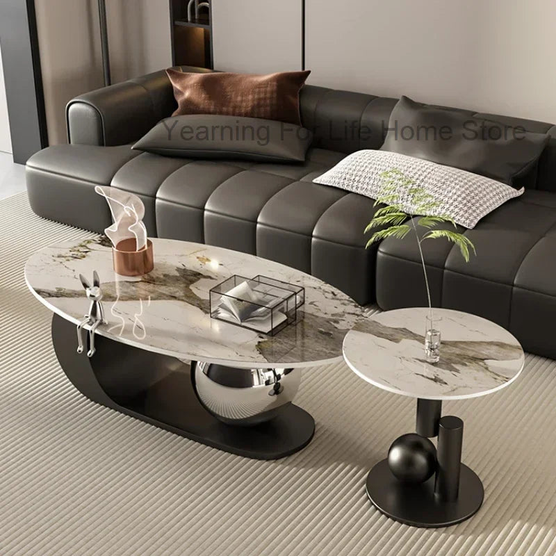 Nordic Retractable Coffee Table – Luxury Minimalist Oval Design