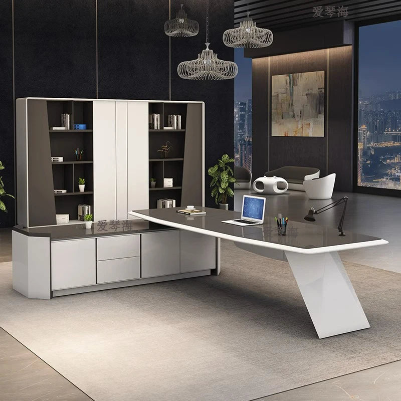 Modern Luxury Conference Desk, Computer Office Desk, Study Table with Storage