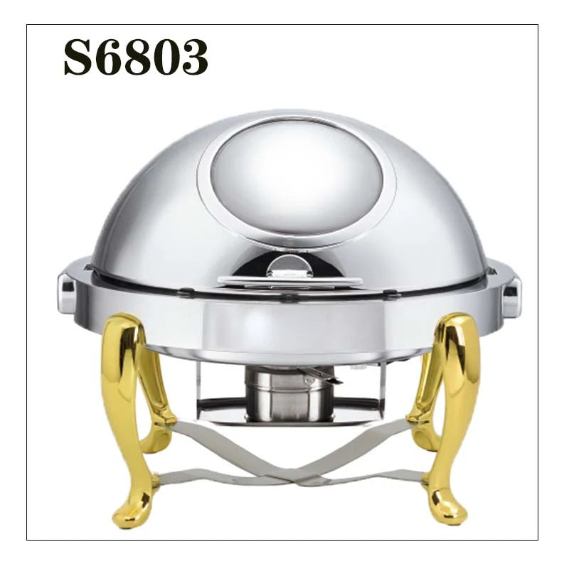 Wholesale Luxury Hotel Restaurant Stainless Steel Food Warmer Gold Chafing Dish Buffet Set With Glass Visible Window