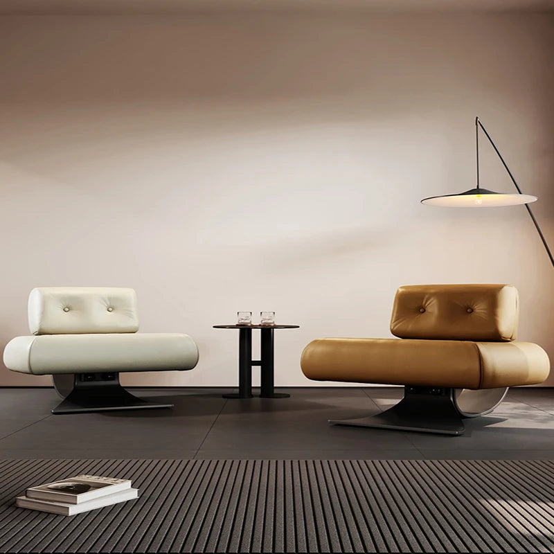 Luxury Floor Chair – Leather Accent Sofa