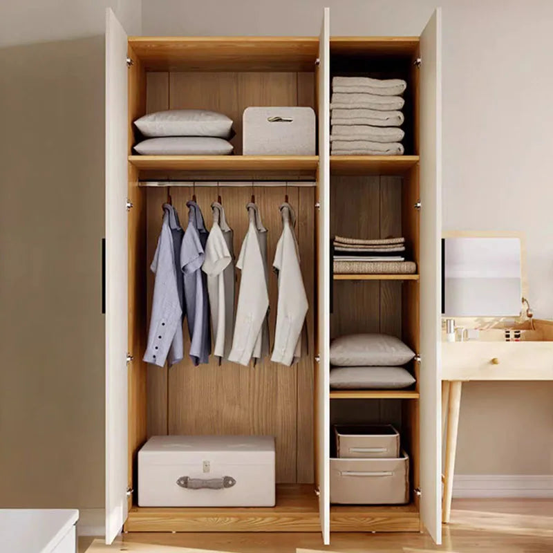 Aesthetic White Wooden wardrobe with Drawers