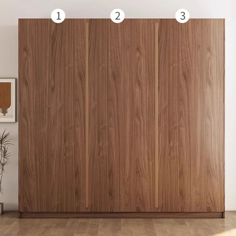Wood Traditional Wardrobe – Modern Storage with Hanging, Drawers, and Sliding Doors