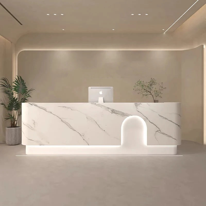 Restaurant Furniture Hairdressing Reception Desk Spa Counter Cosmetics Luxury Receiption Front Clothes Shop Service Long Salon
