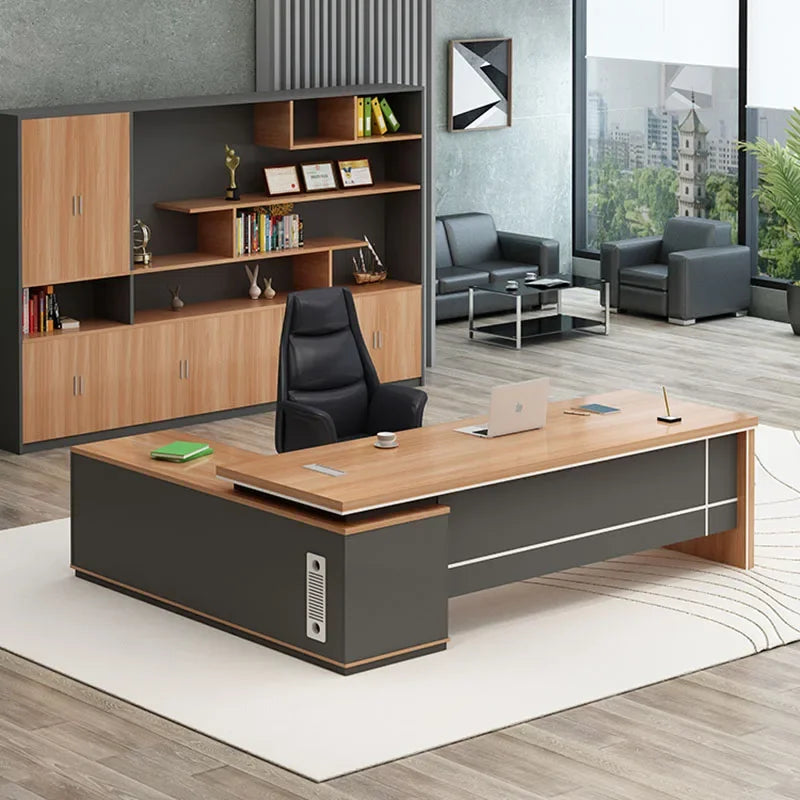 Reception Standing Office Desk White Executive Luxury Shelf Computer Desks Drawers L Shaped Mesa De Computador Modern Furniture