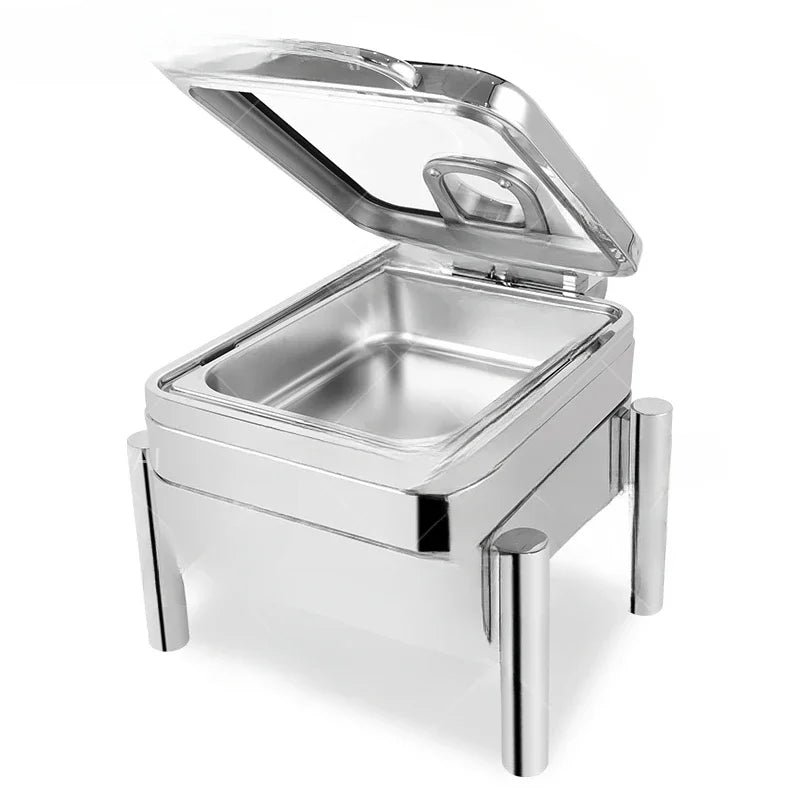 hotel supplies food warmer set 304 stainless steel hydraulic chafing dish buffet set with glass lid