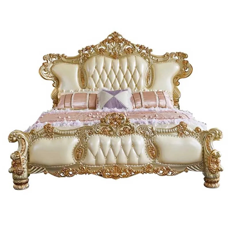 King Size Wood Bed Frame Elegant Tall Headboard Nightstands Queen Bed Frame Luxury Bedroom Cama Moderno Lujo Home Furniture