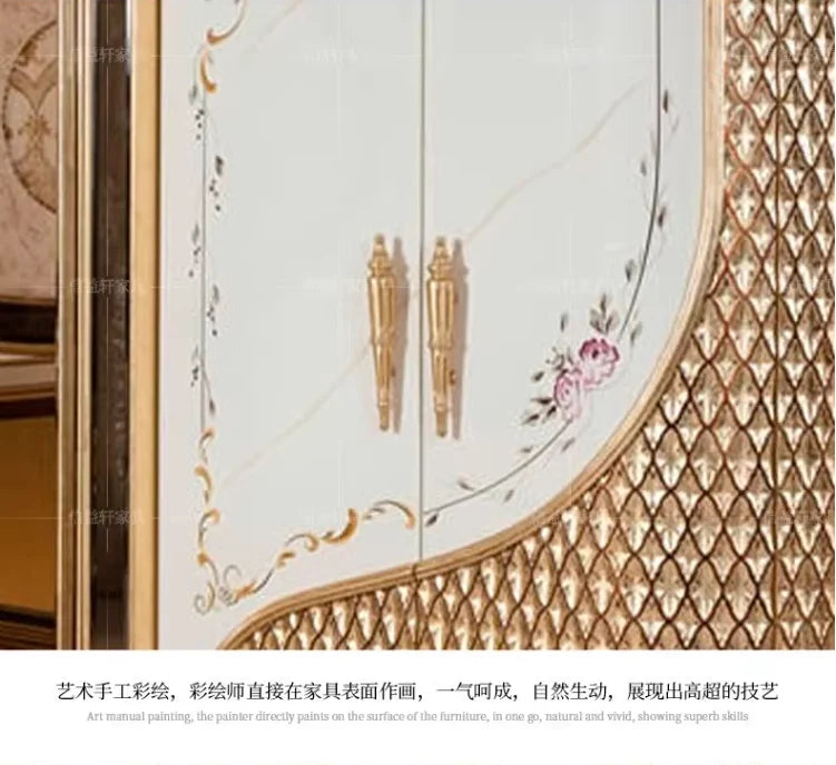 European Solid Wood Luxury Wardrobe – French Style, Customizable Villa Storage Cabinet