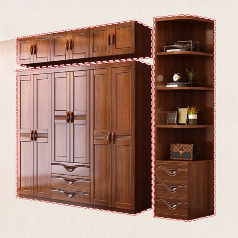 Wall-Mounted Nordic Wood Wardrobe – Multilayer Open Closet and Organizer for Bedroom