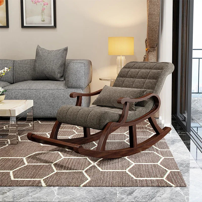 Nordic Luxury Rocking Chair – Lazy Recliner with Handle