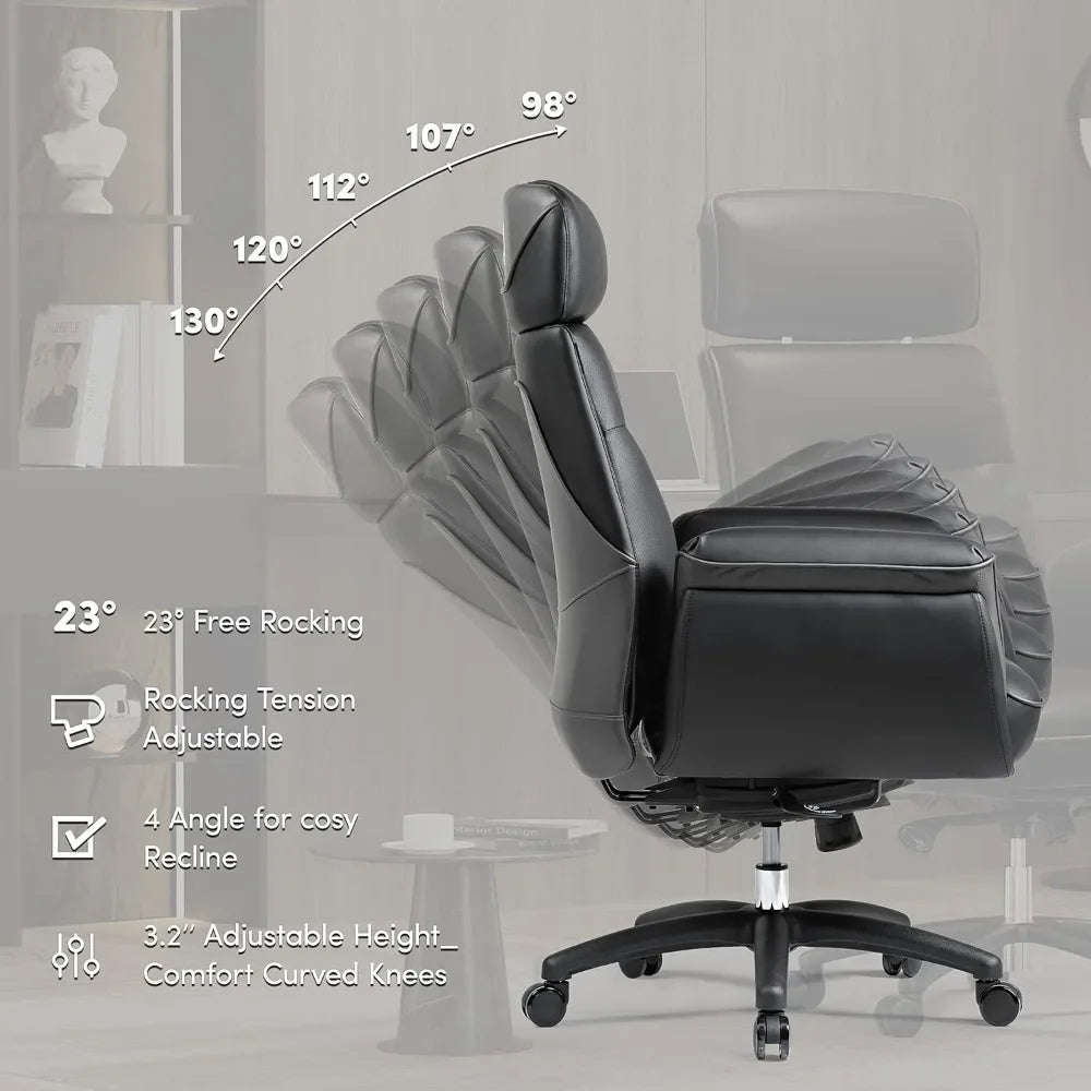 Office Chair, Microfiber Leather, Extra Wide Comfort with Liftable Headrest and Upholstered Armrests, Office Gaming Chair
