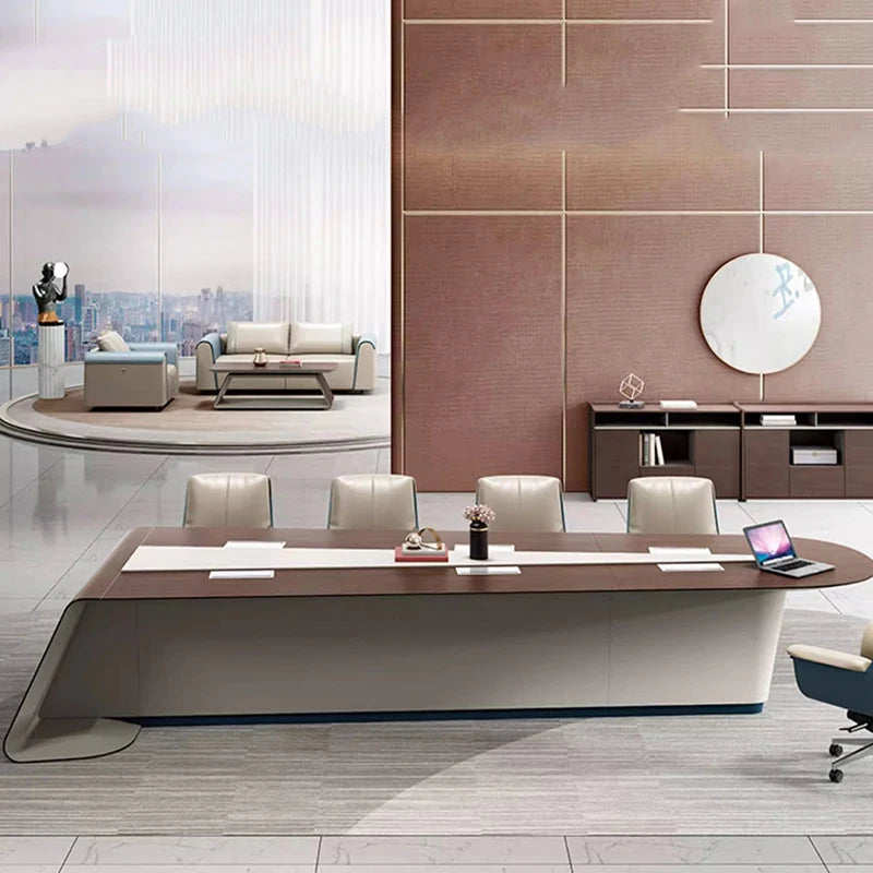 Aesthetic study and office desk with drawers, corner design, and organizer; perfect for meetings and home decor.