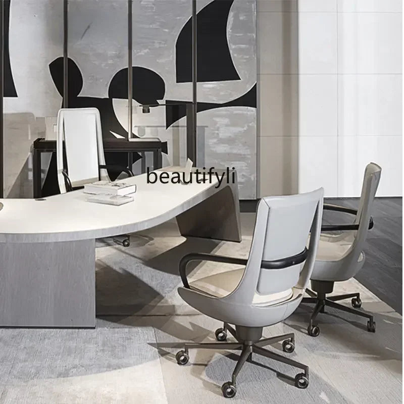 yj Italian Modern Minimalist North American Black Walnut Solid Wood Boss Office Chair Nordic Desk Chair