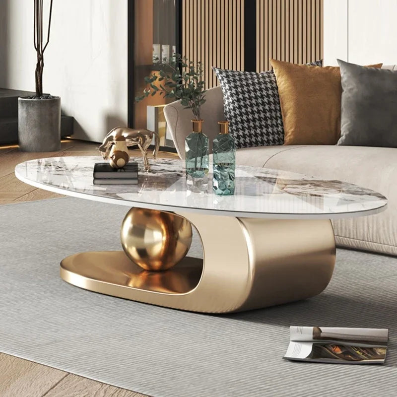 Nordic Living Room Coffee Table – Modern Oval Design