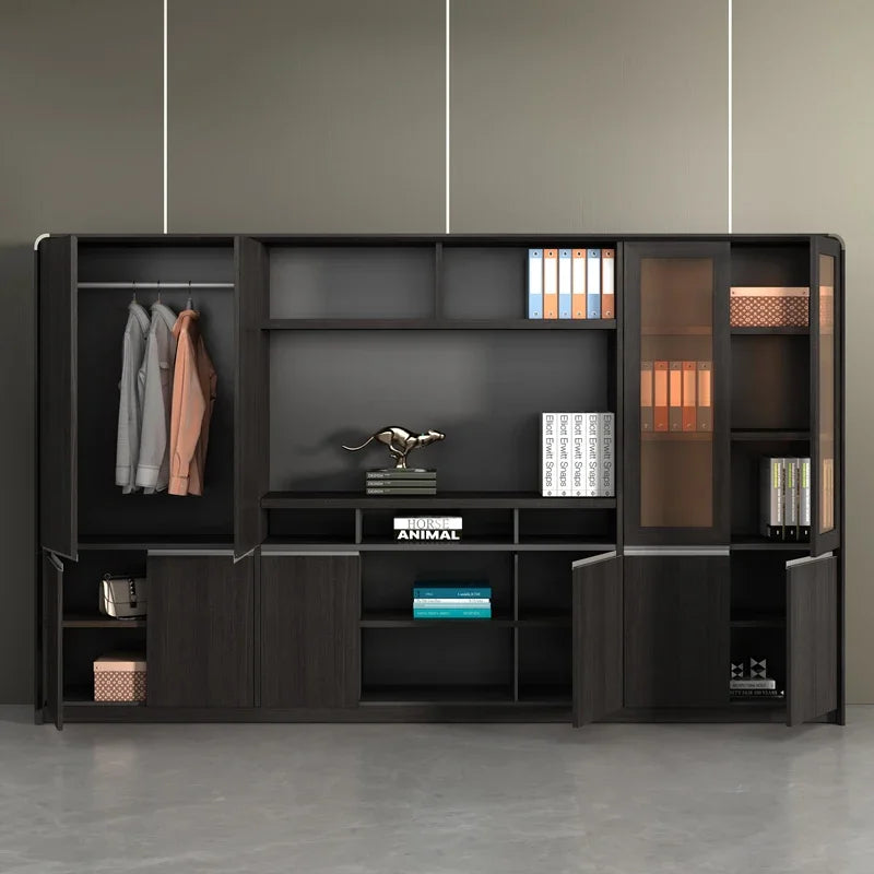 Wooded Rangement Filing Cabinet Glass Nordic Designer Display Office Cupboards Stand Large Meuble De Rangement Storage Furniture