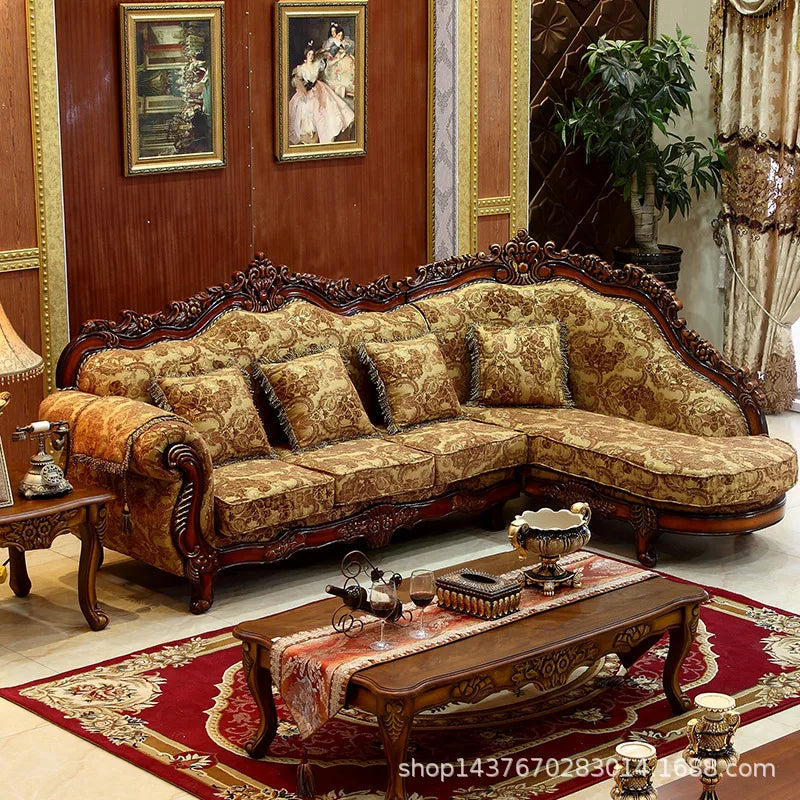 European Style High-End Living Room Sofa: American Solid Wood with Detachable, Washable Fabric
