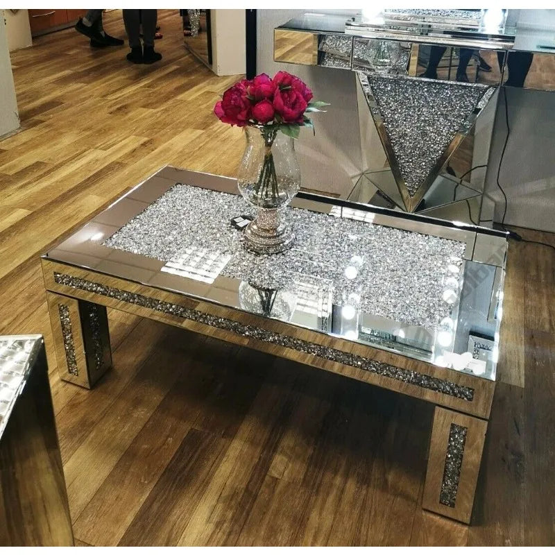 Crushed Diamond Glass Coffee Table