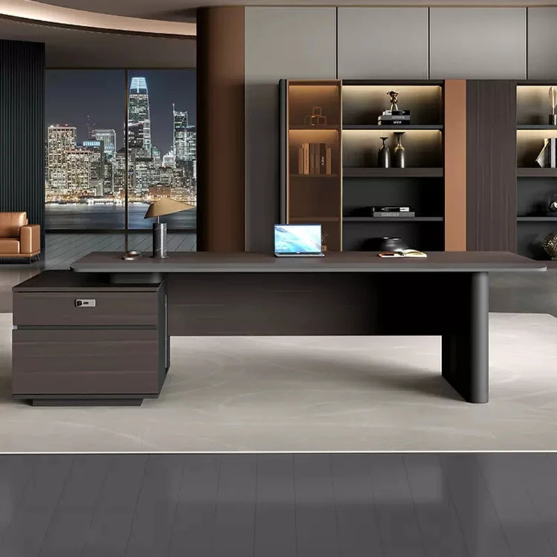 Simple L-shaped computer desk for meetings and executive writing