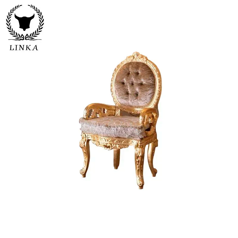 European Court Luxury French Desk – Painted Gold Foil, Customizable Computer Desk