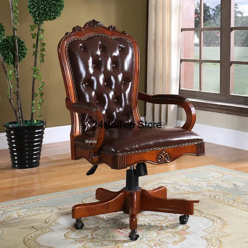 Modern American Leather Office Chair – Soft Cushion Backrest