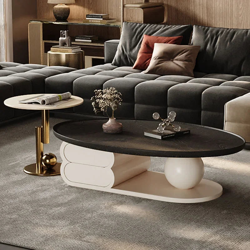 Retro Modern Coffee Table—Nordic Walnut Cabinet,