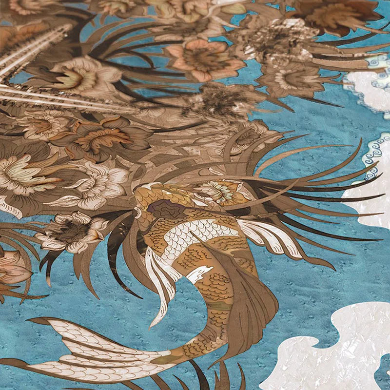 French shell mosaic rectangular table European-style restaurant luxury solid wood table villa table customization