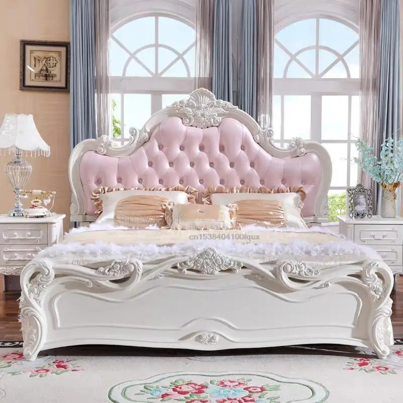 European Style Double Bed – Minimalist Princess Design for Master Bedroom