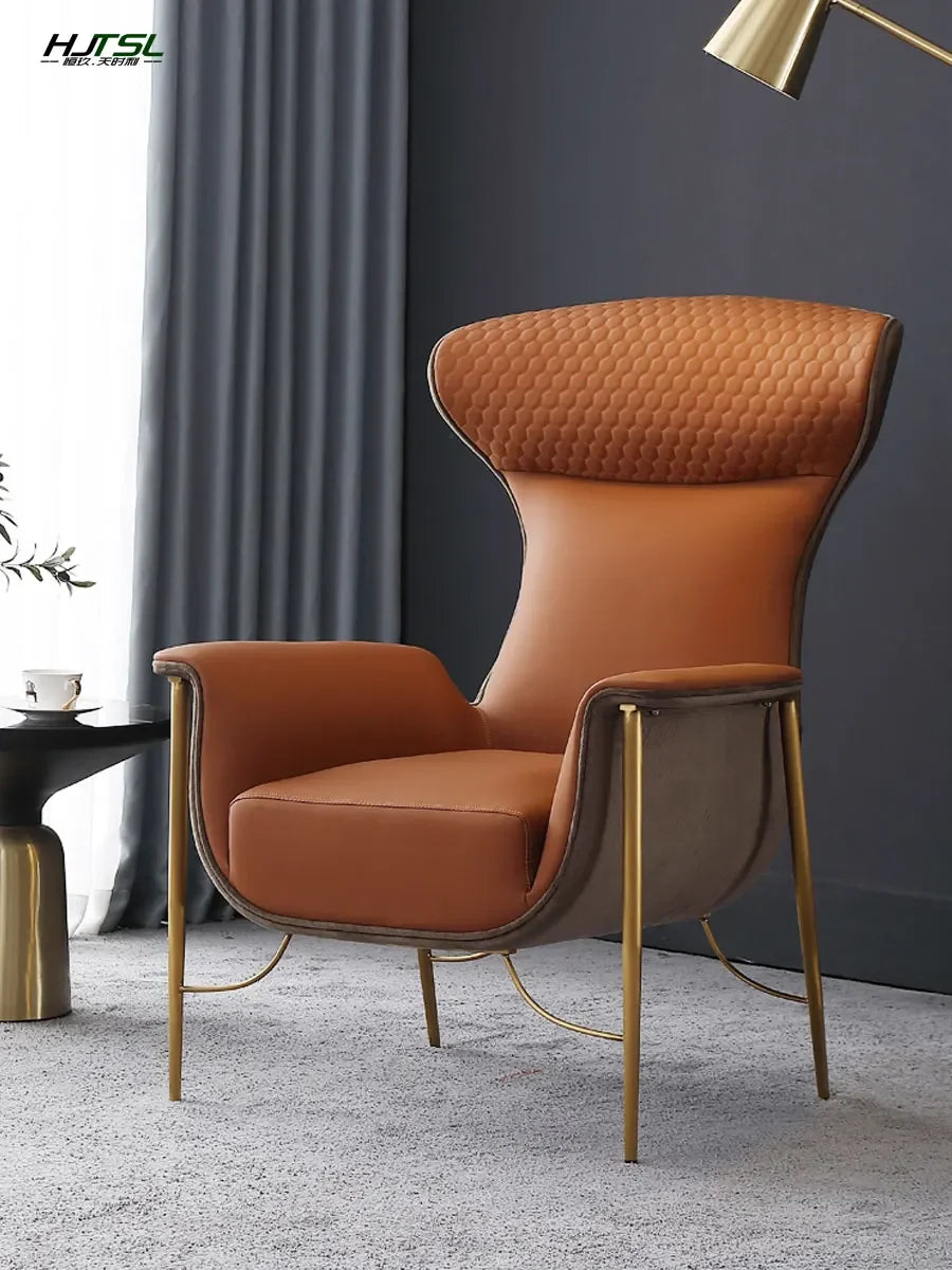 Italian Minimalist Light Luxury High Back Armchair Model Room Creative Minimalist Couch Leisure Wingback Chair