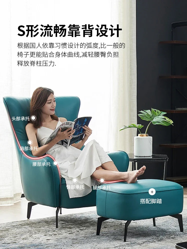 Nordic single chair: a modern, simple leather tiger chair