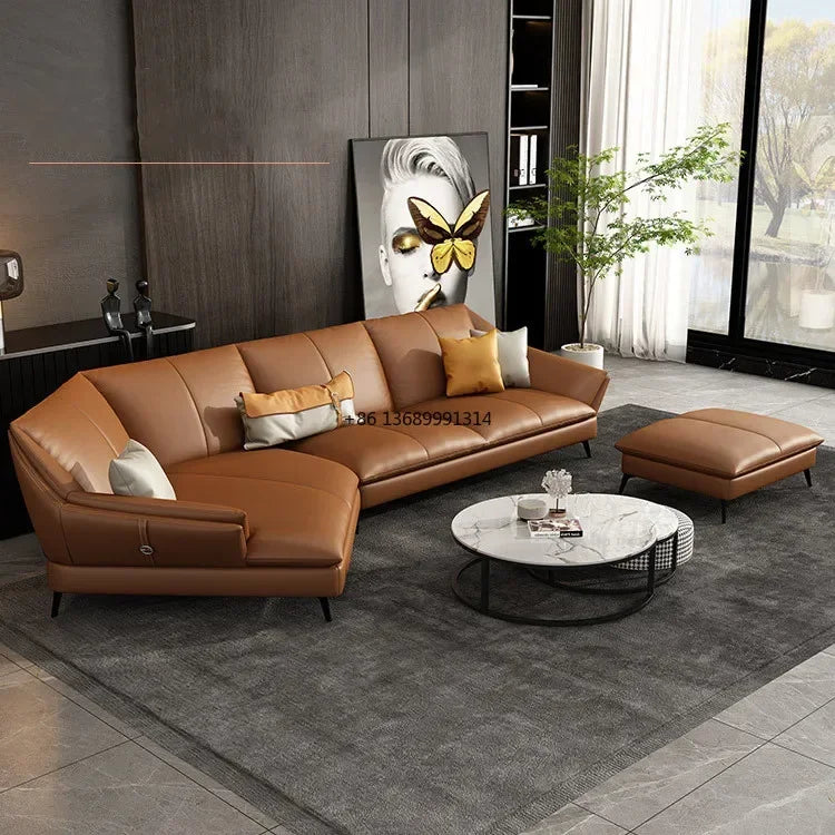 Italian-style modern light luxury high-end Customized Modern Leather Couch Sectional Living Room Sofas