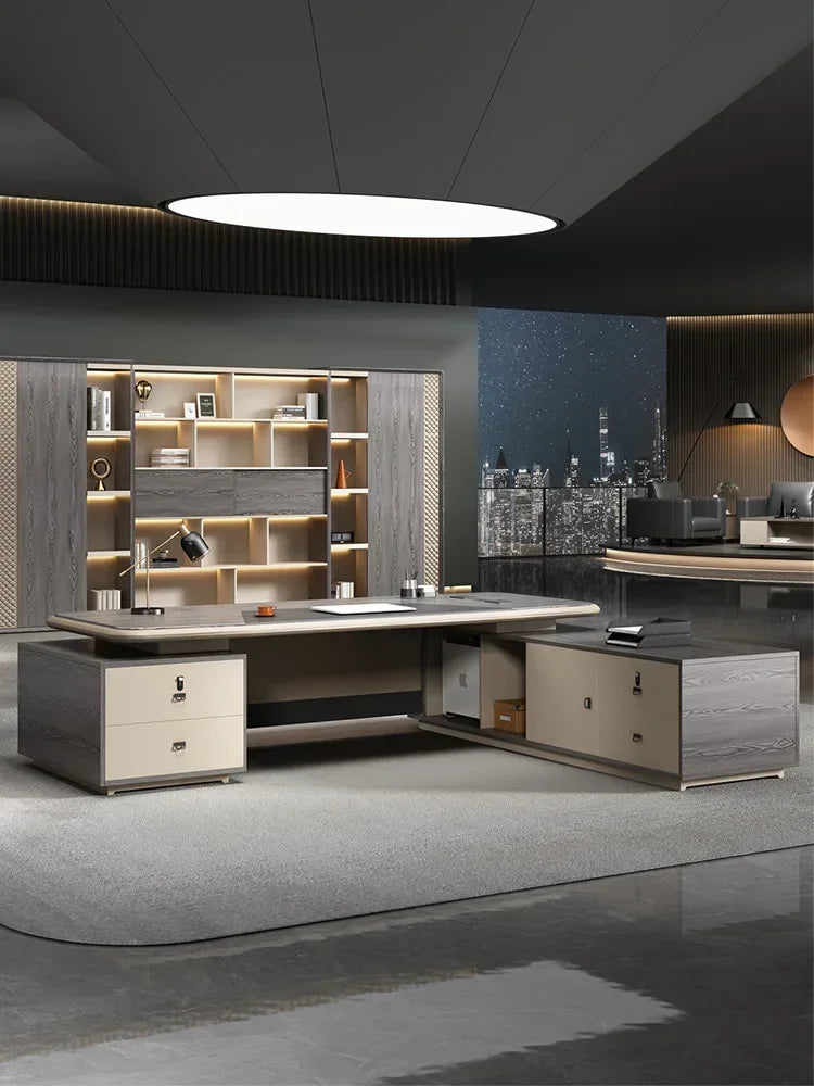 Simple Italian style desk, modern atmosphere, large shift desk, office desk and chair combination