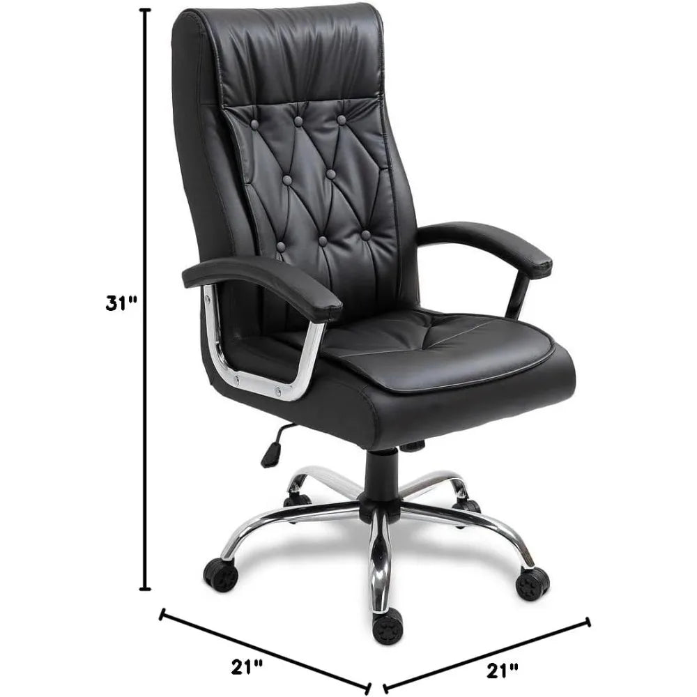 Office Chair, Ergonomic, Leather Bonded, Height Adjustable, Upholstered for Comfort, High Back Lumbar Support, Executive Chair