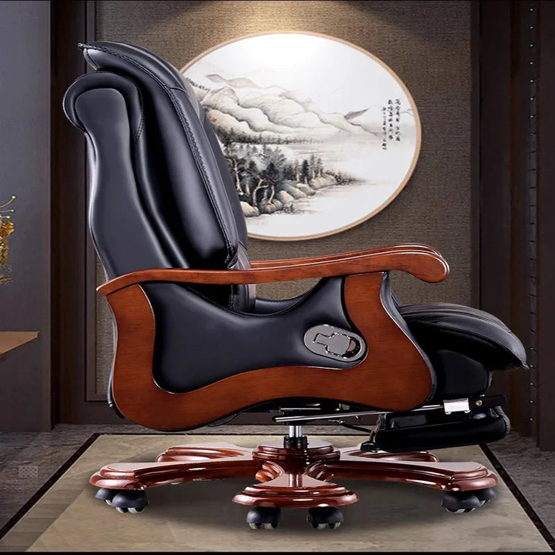 Rolling Leather Office Chairs Mobile Comfy Comfortable Lazy Meditation High Back Computer Chair Nordic Cadeira Gamer Furniture