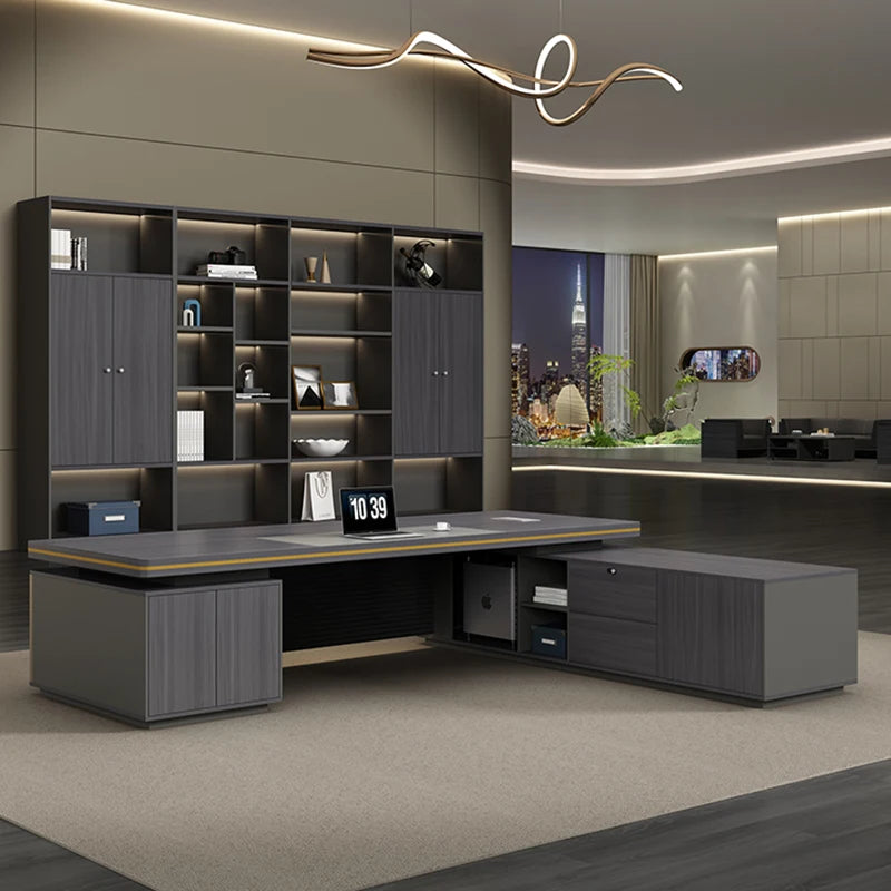 L-shaped writing  and gaming desk