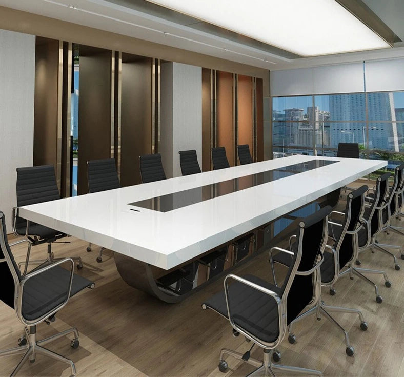 Large White Conference Table – Simple Modern Design for Creative Negotiations