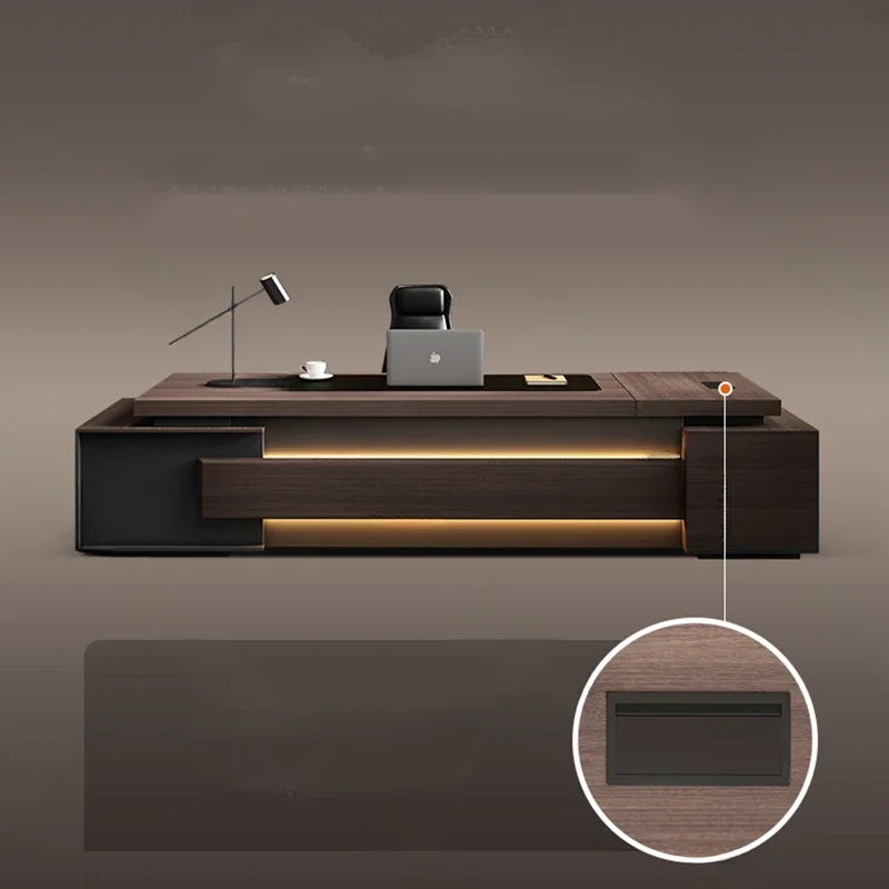 Boss Conference Office Desk – L-Shaped, Minimalist Design with Storage, Writing Desk, Drawers & Organizer, Escrivaninha Furniture