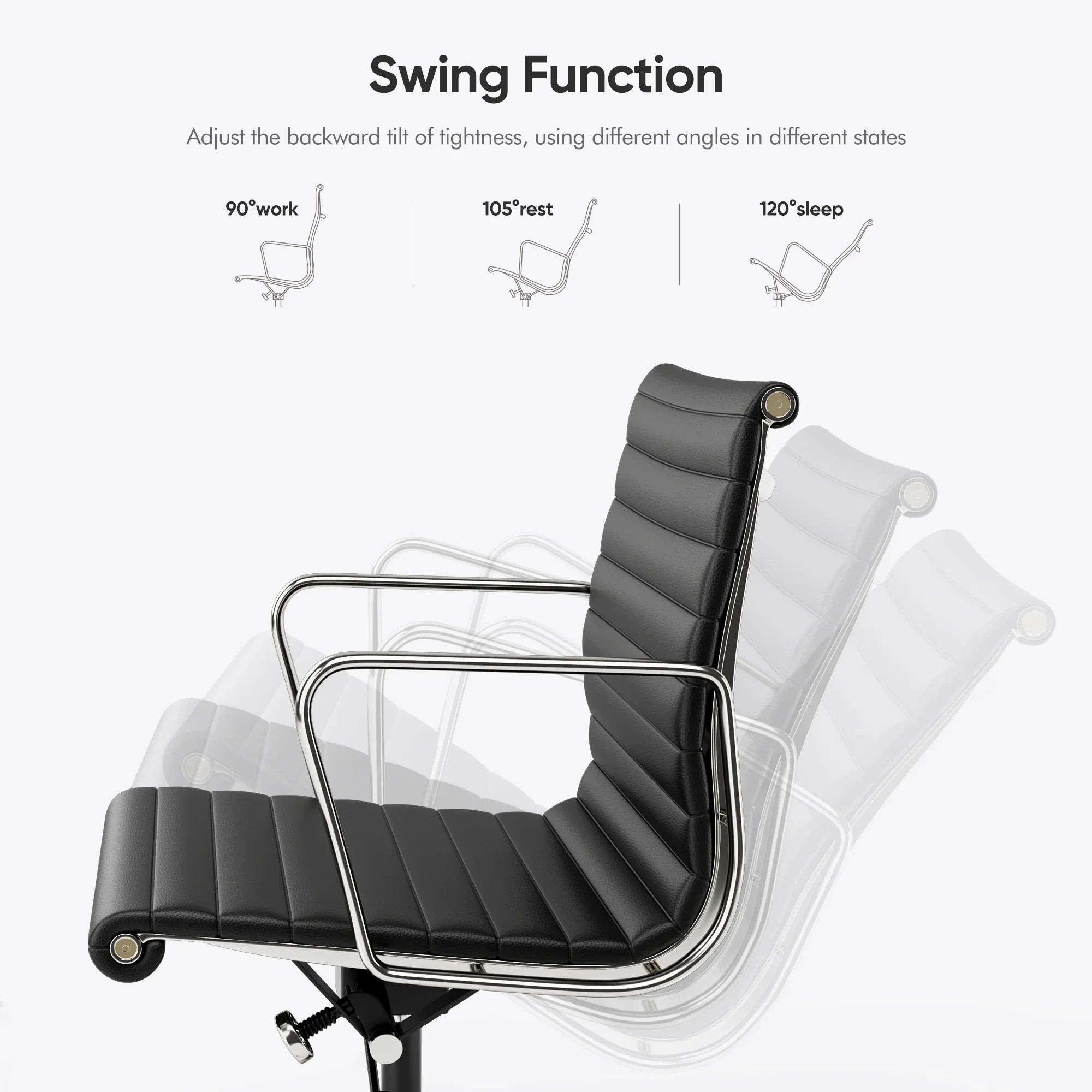 Mid-Back Office Chair Classic Genuine Leather Ergonomic Office Chair Adjustable Swivel Leather Computer Desk Gaming Chair