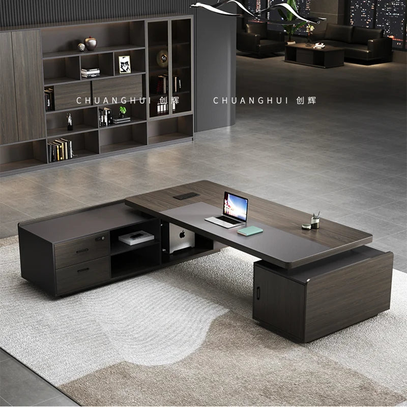 L-shaped standing computer desk