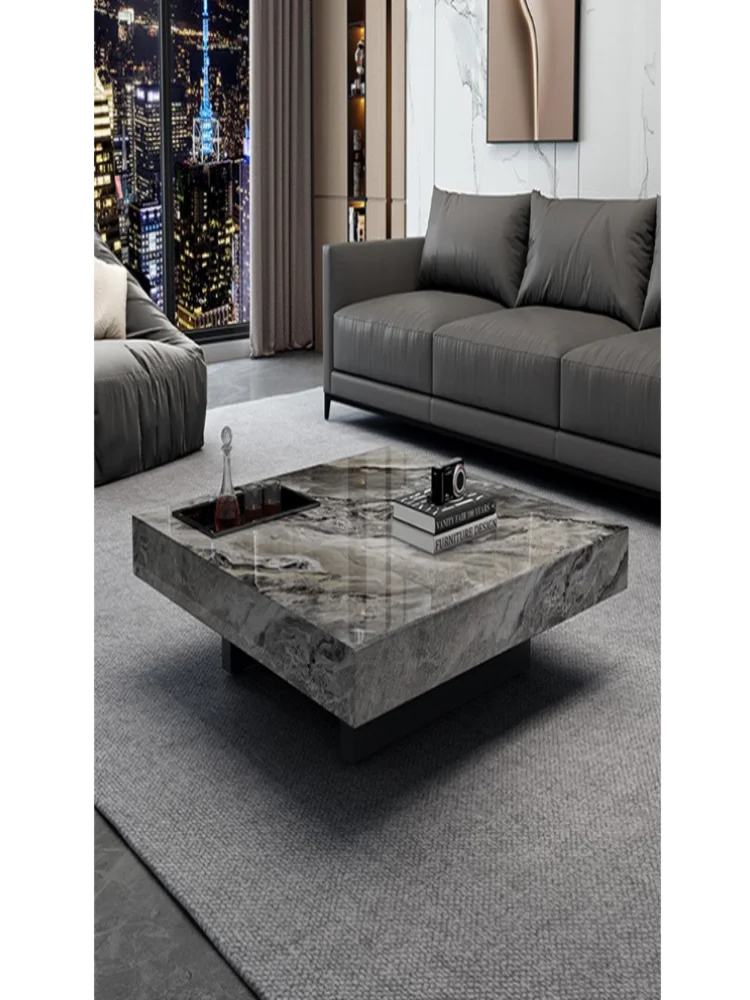 Italian Minimalist Square Slate Coffee Table