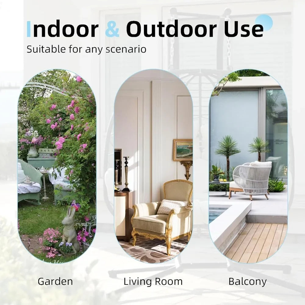 Double Wicker Swing Egg Chair – Foldable Indoor/Outdoor Hammock Loveseat