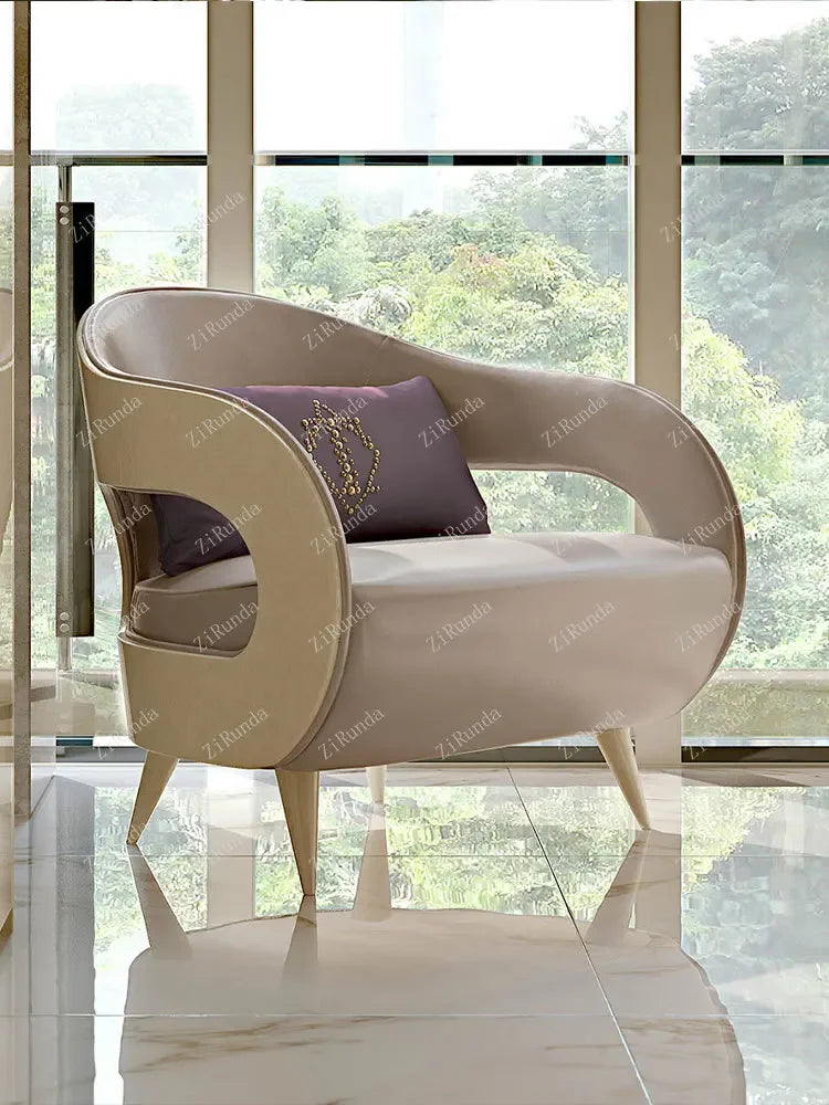 Modern simple Nordic solid wood single sofa chair living room light luxury leisure chair