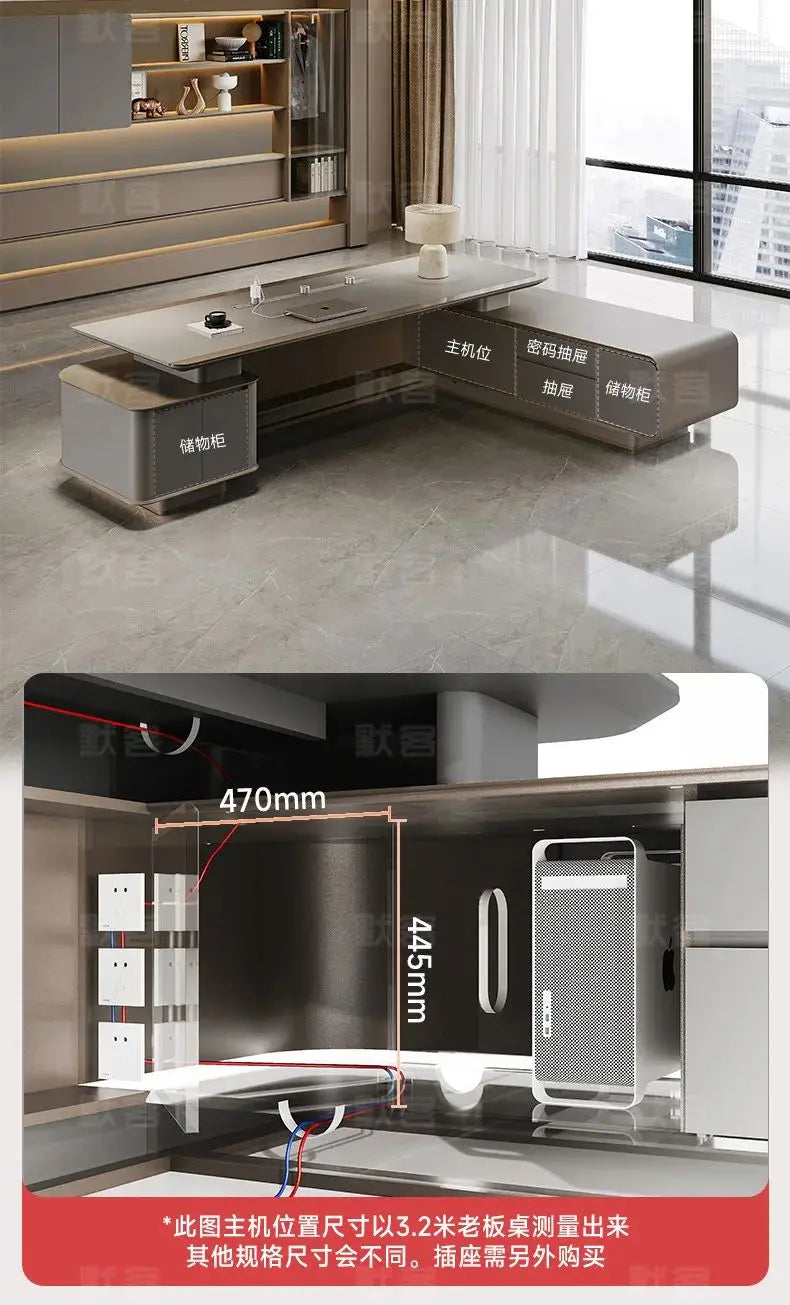 Elegant L-Shaped Office Desk for Presidents