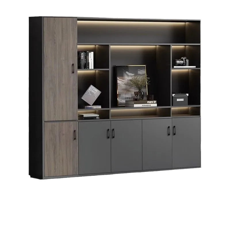 Luxury combination cabinet background storage high-end boss office simple wooden modern minimalist bookcase