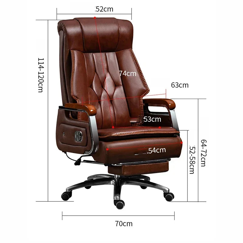 Headrest Leather Office Chair – Extendable, Reclining, with Wheels